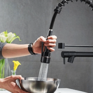 Torneira Cozinha Gourmet Monocomando Com Spray Extensor-preto