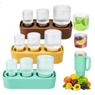 Forma Gelo De Silicone Cilíndrica Com Tampa P/ Copo Térmico
